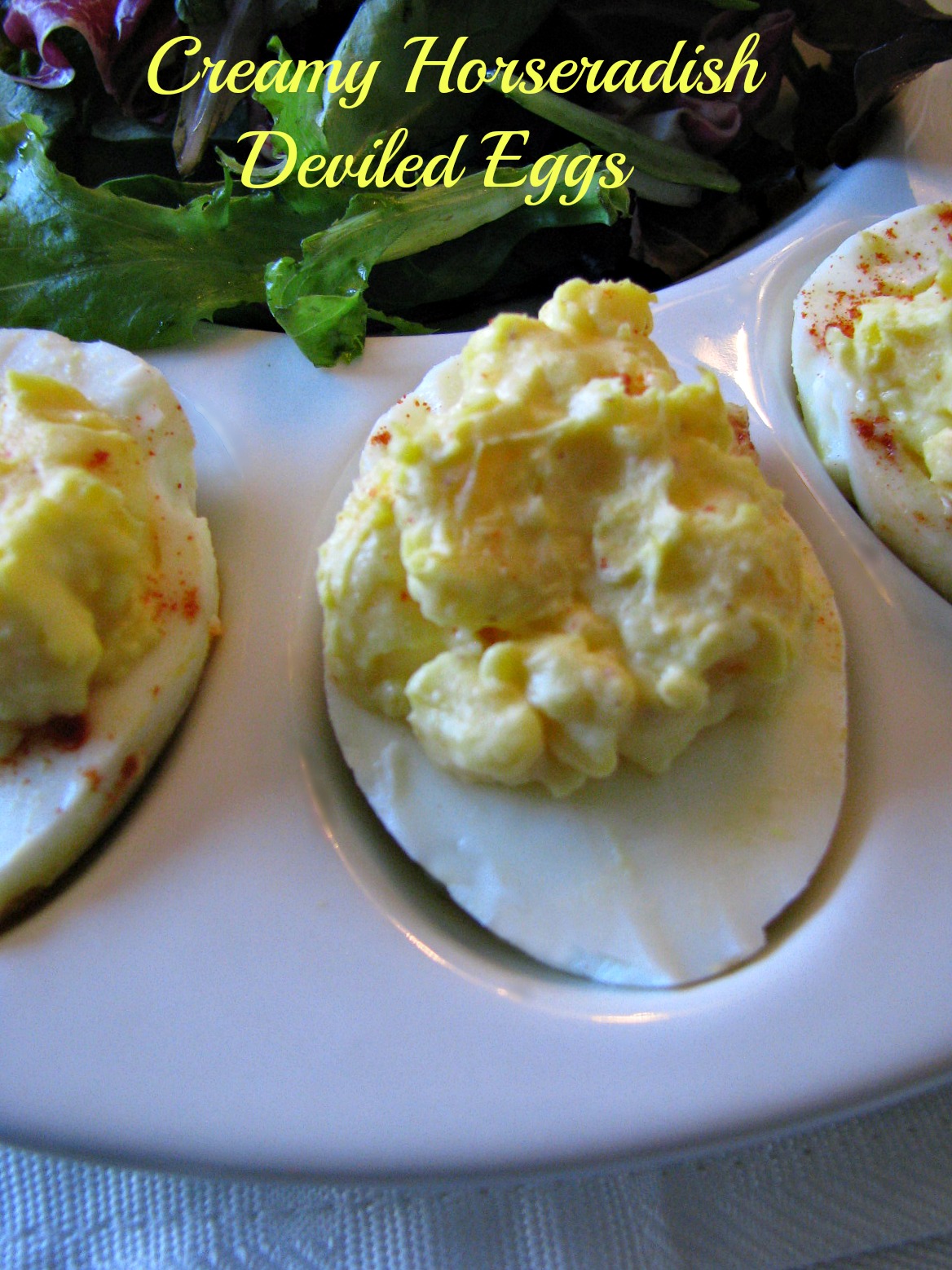 Creamy Horseradish Deviled Eggs- Creamy deviled eggs with just a hint of horseradish. 