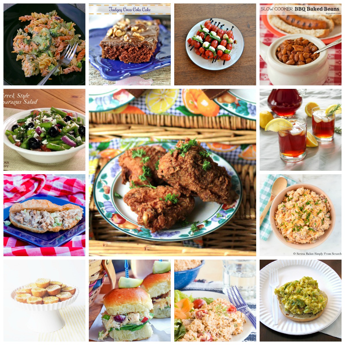 14 National Picnic Day Recipes- A collection of all the recipes you need to plan the perfect picnic! Includes fried chicken, pasta salads, great desserts, and a refreshing beverage. 