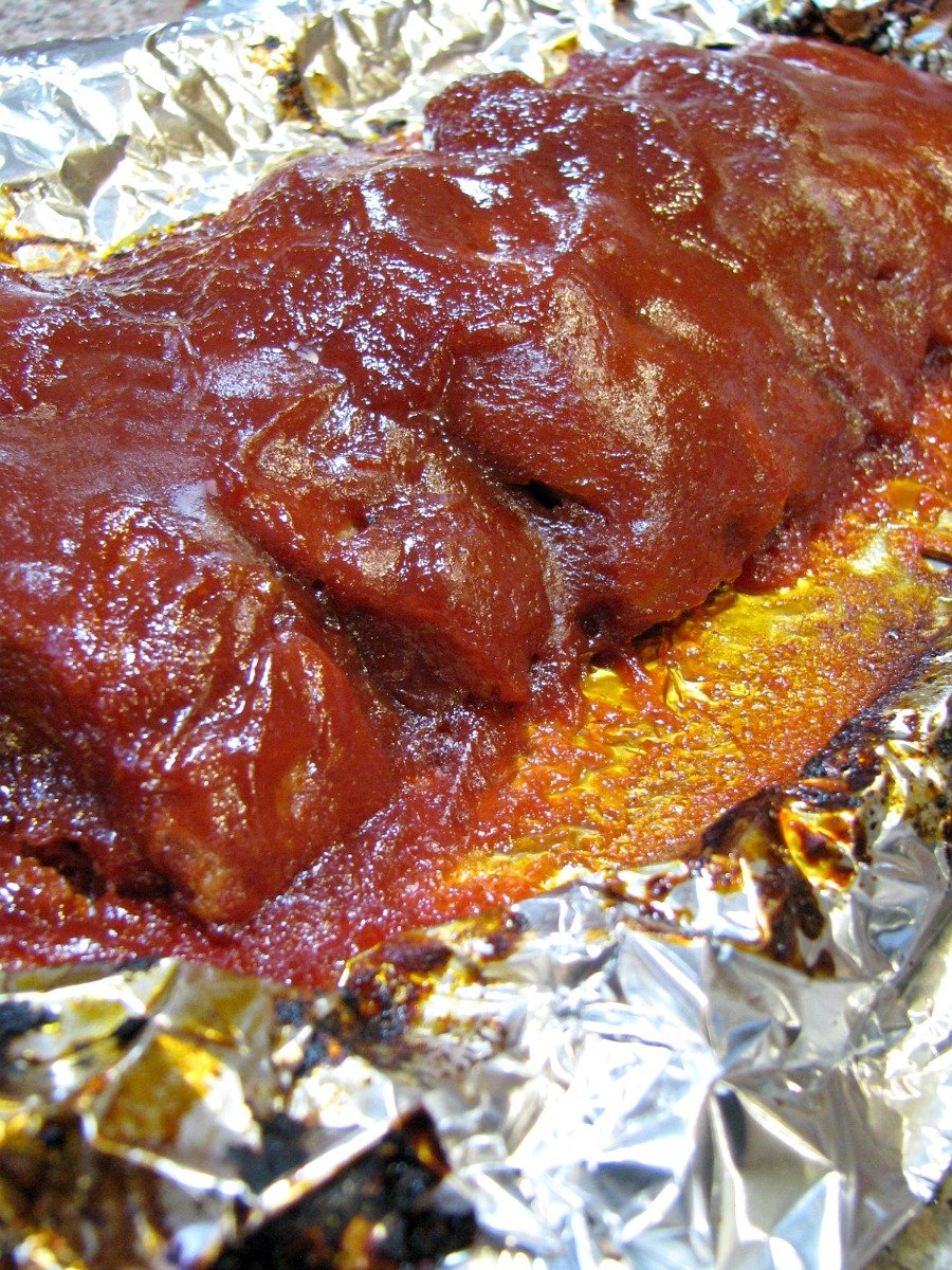Boneless barbecue country style ribs with a homemade sweet and spicy barbecue sauce made with no preservative ketchup, brown sugar, and cayenne pepper. 