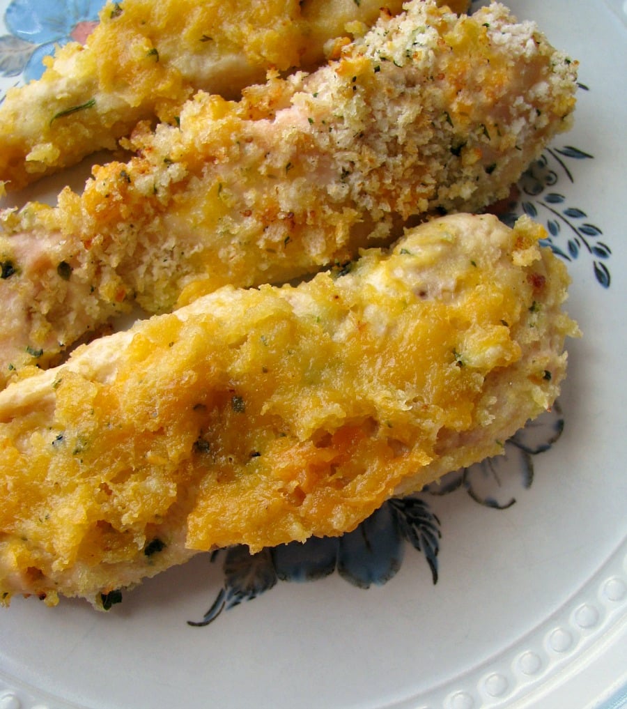 Cheesy Baked Garlic Chicken Strips