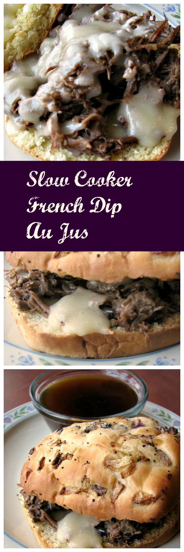 The classic recipe made easy! This Slow Cooker French Dip Au Jus takes just a few minutes to prepare, and is full of flavor. Grown-ups and kids will love this classic sandwich made at home!