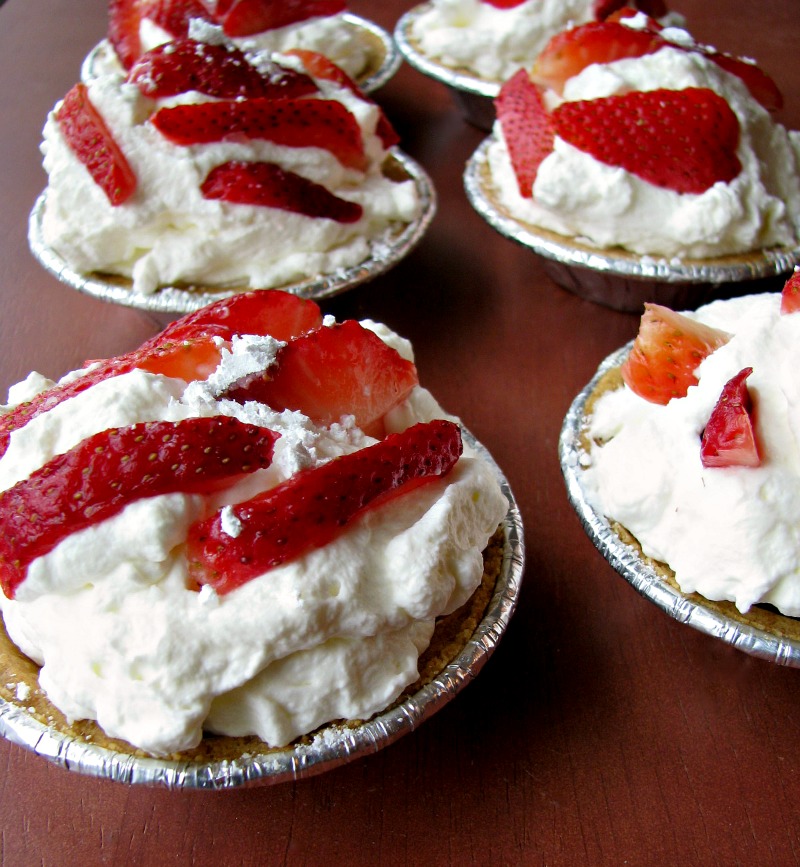 Individual Fresh Strawberries and Cream Pies 