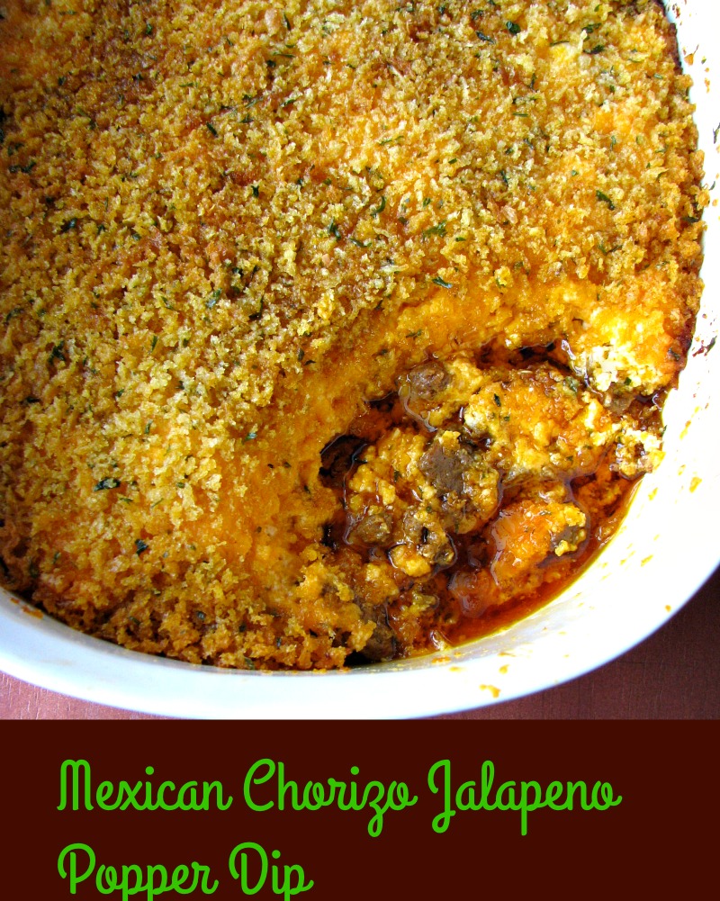  Cheesy, spicy Mexican Chorizo Jalapeno Popper Dip is perfect for a group tailgating at the game or at home!