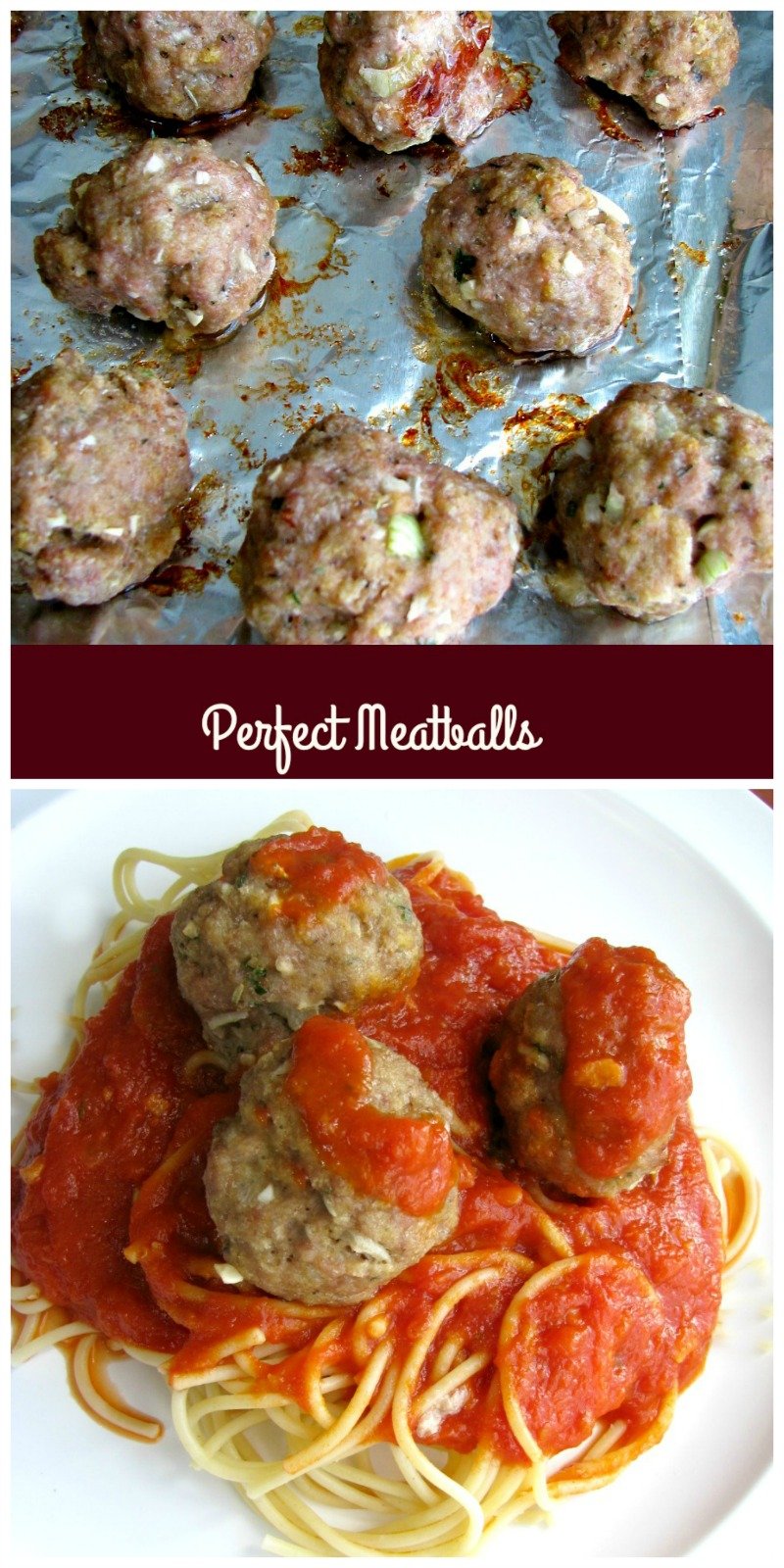 Perfect Meatballs, made with a mixture of ground beef, pork, veal, onions, garlic, and Italian seasonings. They are great on their own, for spaghetti and meatballs, or in a meatball sub. 