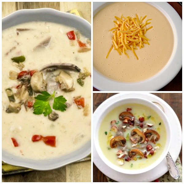 collage photo of three bowls of soup