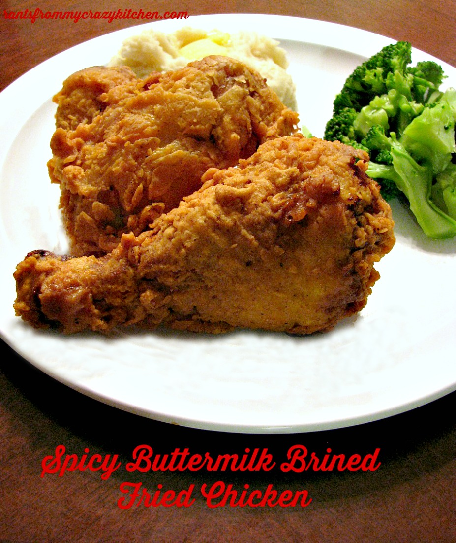 Juicy, flavorful Spicy Buttermilk Brined Fried Chicken. Spicy cayenne pepper breading with a hint of buttermilk, this passes the "cold chicken" test.