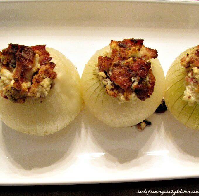 Bacon and Goat Cheese Stuffed Onions
