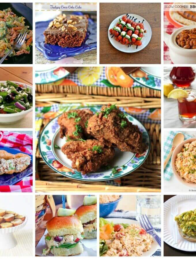14 National Picnic Day Recipes- A collection of all the recipes you need to plan the perfect picnic! Includes fried chicken, pasta salads, great desserts, and a refreshing beverage.