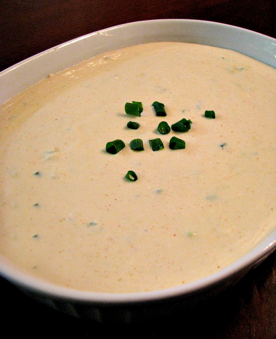 Photo of Slow Cooker Beer Blue Cheese Dip in a white baking dish