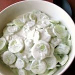 Photo of Creamy Cucumber Salad in a white bowl