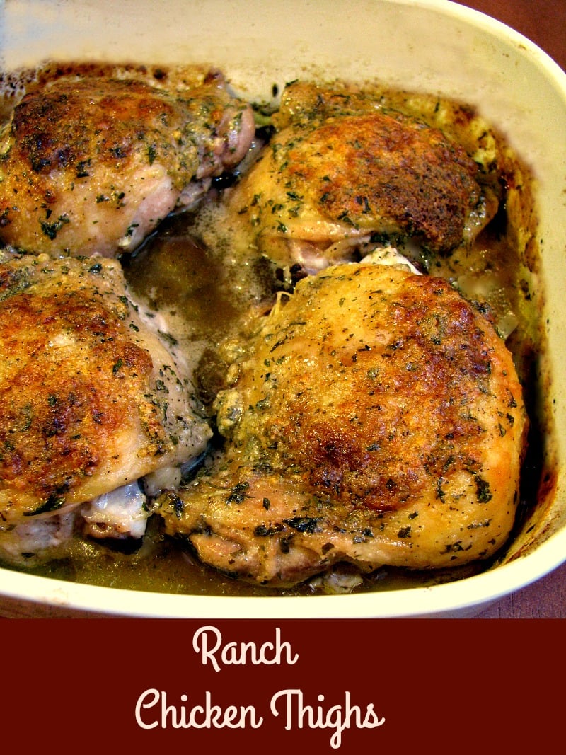 Crispy, tangy baked Ranch Chicken Thighs are a delicious, easy dinner great for kids and adults alike, and are ready in under an hour.