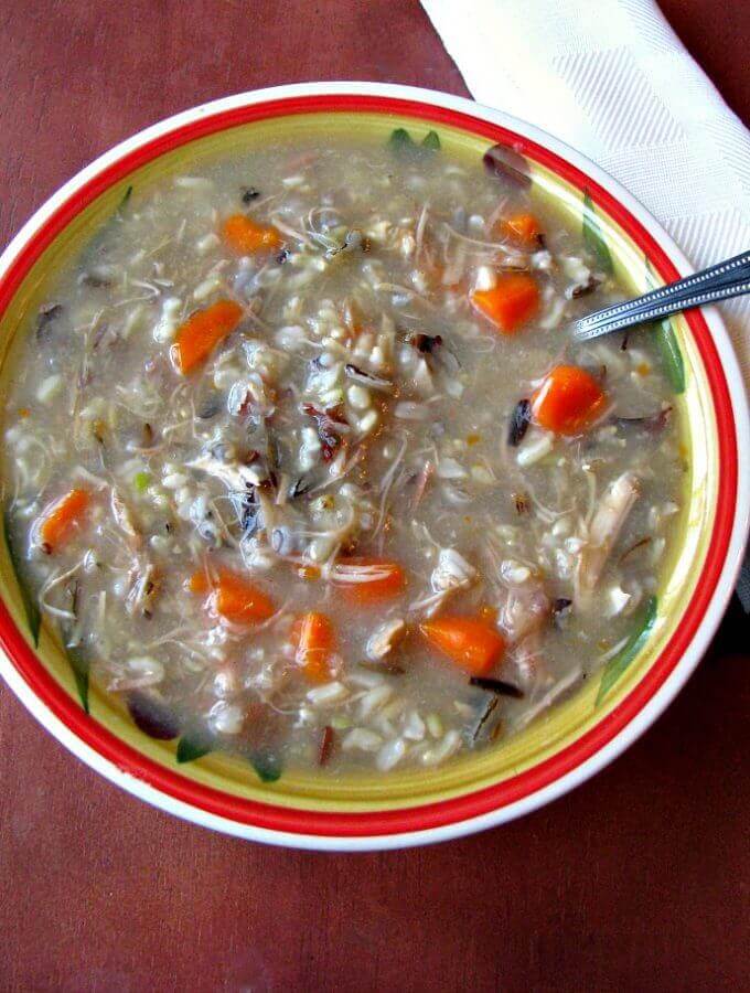 Filling and warming Turkey Wild Rice Soup is a great way to use up leftover turkey. Make it with homemade turkey stock for a fully home cooked meal the whole family will love!