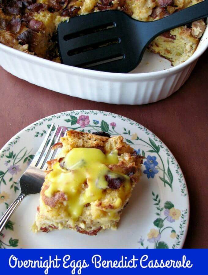 This Overnight Eggs Benedict Casserole with homemade Hollandaise sauce is perfect for Christmas morning or Sunday brunch. Just a few minutes of prep work the night before and you can have a delicious breakfast ready without any stress in the morning.