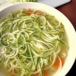 Healthy and filling, easy to make Chicken Zoodle Soup made with leftover chicken and zucchini noodles, perfect for the cold weather.