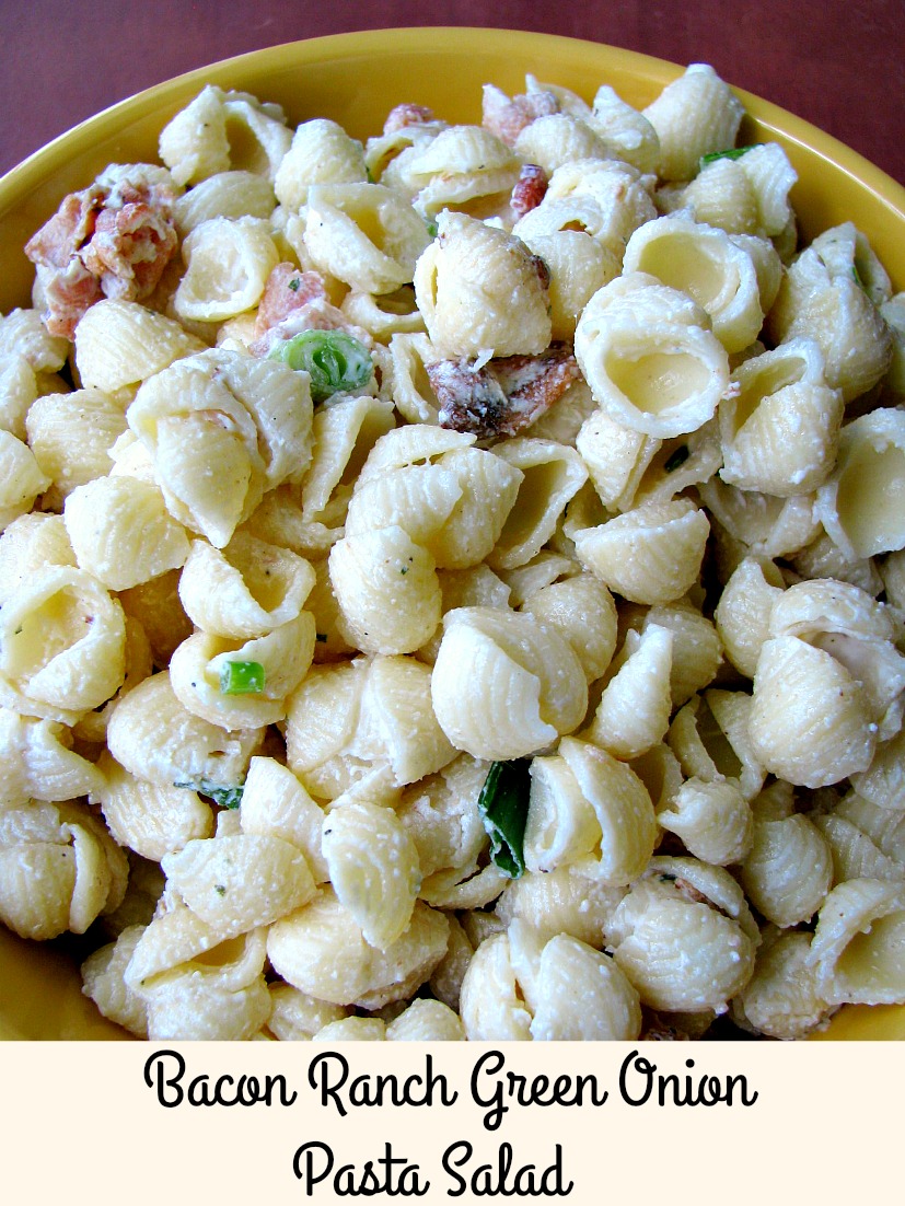 Lightly creamy Bacon Ranch Green Onion Pasta Salad is made for a crowd with just a few ingredients that can be prepared ahead. 