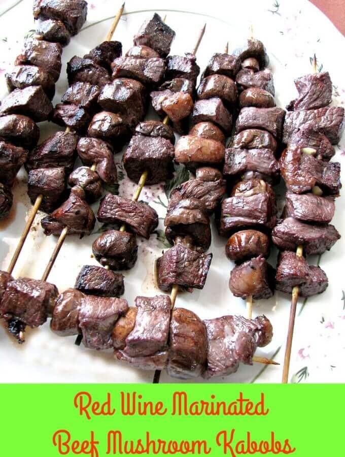 These easy to make Red Wine Marinated Beef Mushroom Kabobs, made with sirloin strip steak, baby portabella mushrooms, and Pinot Noir are great for summer cookouts, weeknights, or weekends.