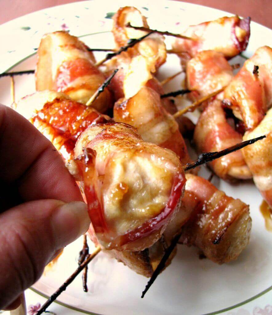 These sweet Brown Sugar Bacon Wrapped Chicken Bites are the perfect three-ingredient party appetizer.  They keep well in a slow cooker set to keep warm, but they won't last!