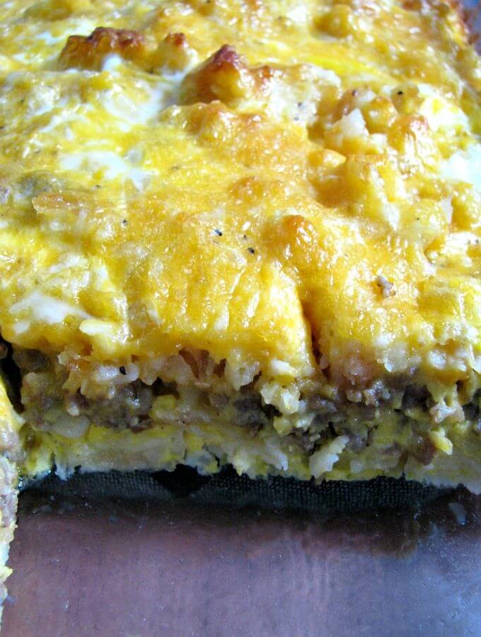 This cheesy Sausage Hashbrown Breakfast Casserole, made with frozen hashbrowns, bulk pork sausage, and your favorite cheese, is perfect for Christmas morning or Sunday brunch. 
