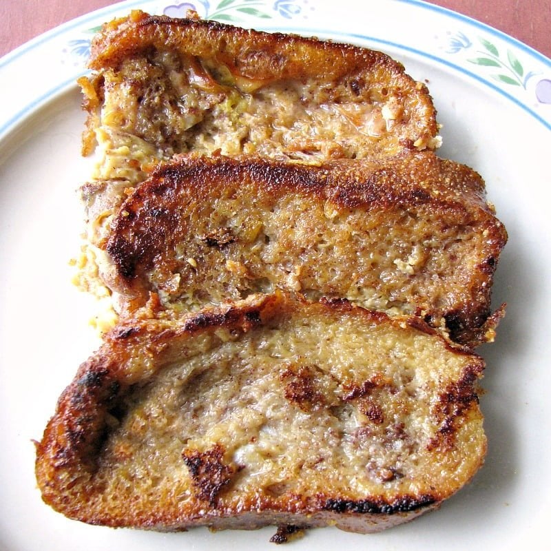 Close up photo of a plate of Caramel French Toast