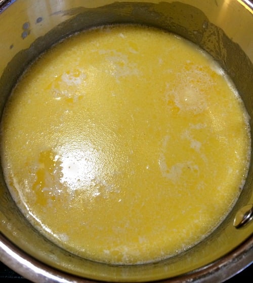 Photo of melted butter and cream in a small pot 