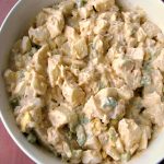 photo of quick and easy gluten free instant pot potato salad in a white bowl