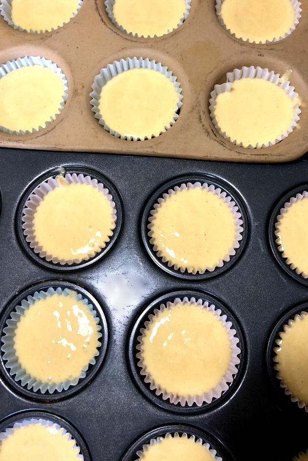photo of unbaked cupcake batter in cupcake pans