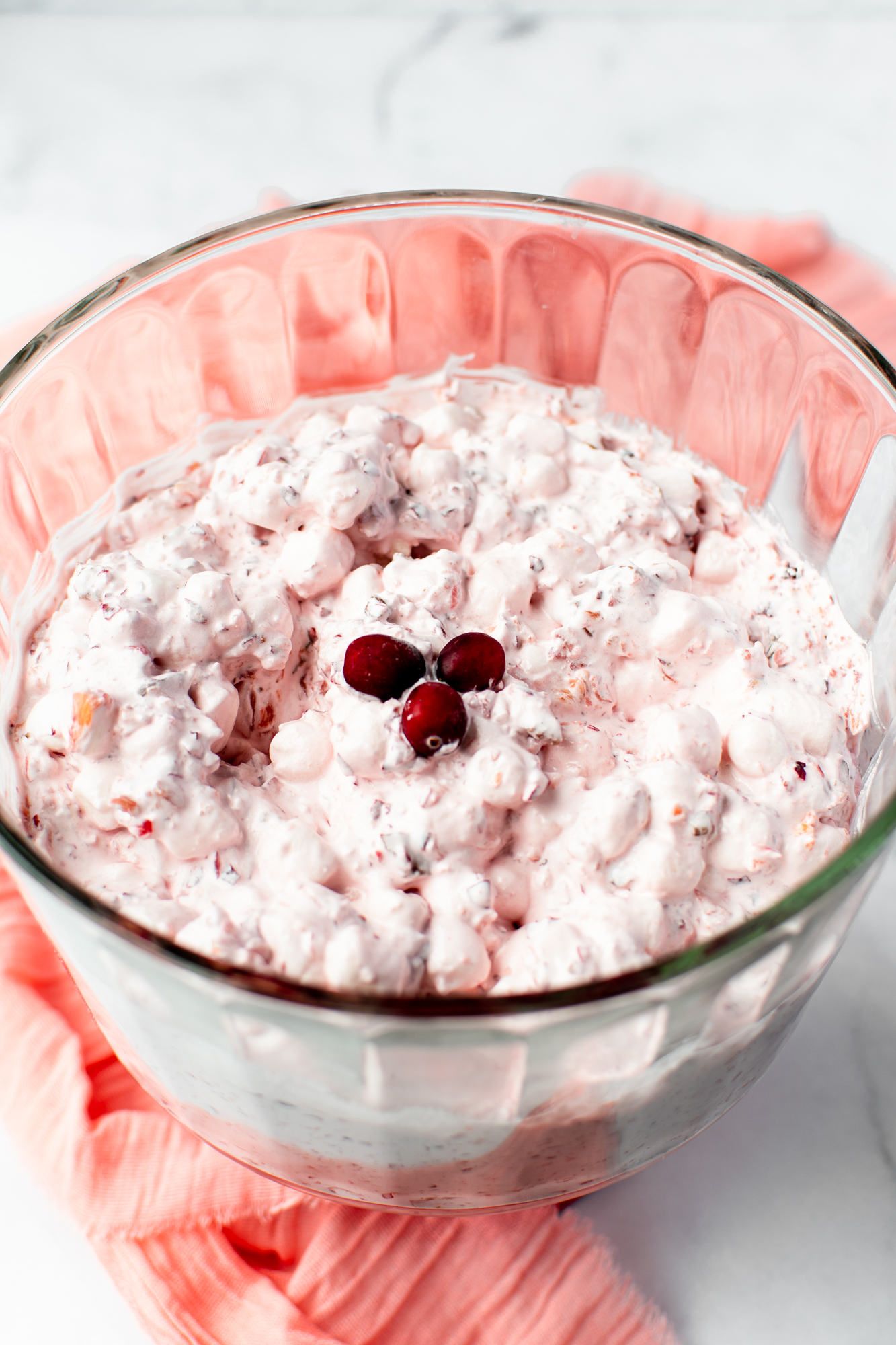 photo of cranberry salad in a large serving bowl 
