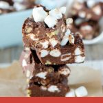 photo of rocky road fudge with a text overlay title