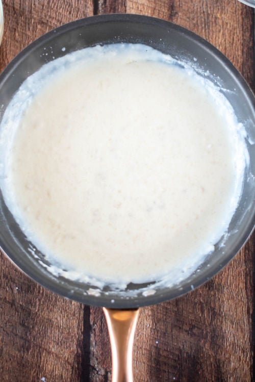 creamy thickened milk in a pan